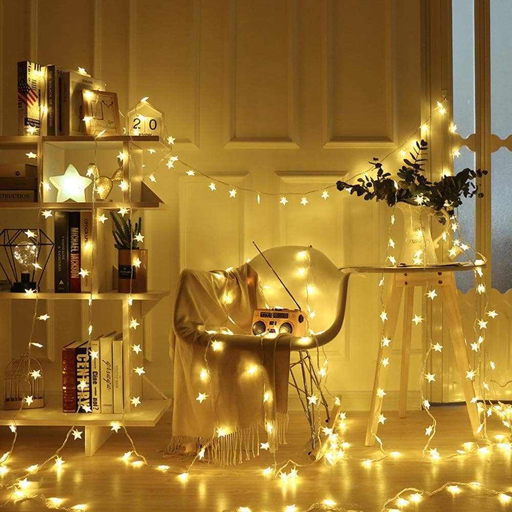WFGGEH Star String Lights - 10ft 20 LED Warm White Fairy Lights for Birthday, Wedding & Home Decor