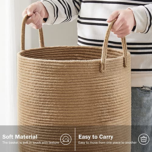Large Woven Jute Rope Laundry Hamper - 58L Collapsible Blanket Basket