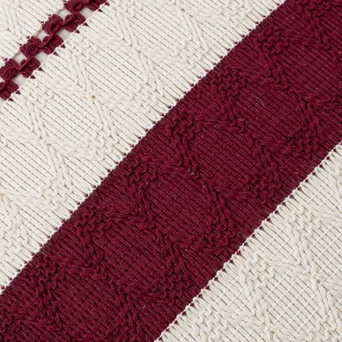 Fancy Homi Set of 2 Burgundy Boho Throw Pillow Covers 22x22 Inch for Couch Bed Sofa