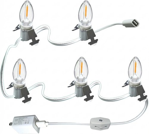 DC5V C7 LED Light Accessory Cord - Safe & Warm Glow for Department 56 Christmas Village | 5 Socket Set with Switch