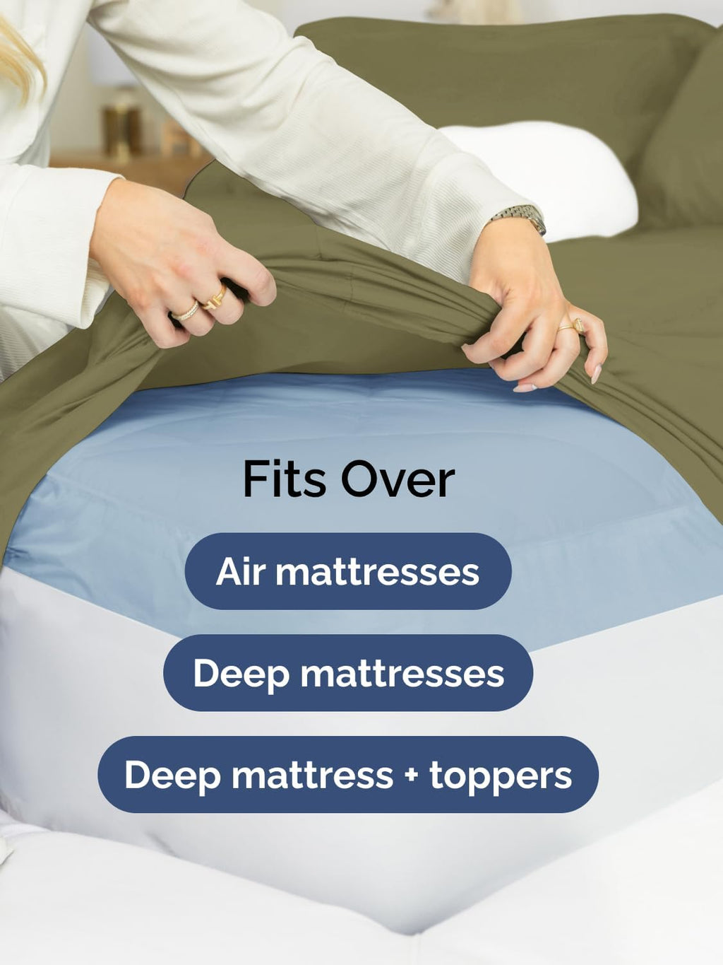Skiennix Extra Deep Twin Sheet Set - 4-Piece Breathable Cooling Bedding - Soft, Wrinkle-Free Sage Green