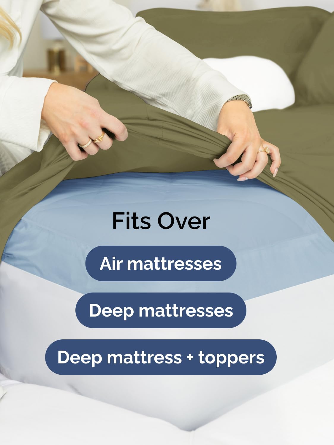 Skiennix Extra Deep Twin Sheet Set - 4-Piece Breathable Cooling Bedding - Soft, Wrinkle-Free Sage Green