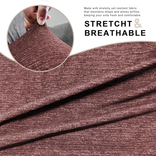 Stretch Sofa Slipcover - 1-Piece Couch Protector, Soft & Breathable, Machine Washable, Pet Friendly, Chocolate
