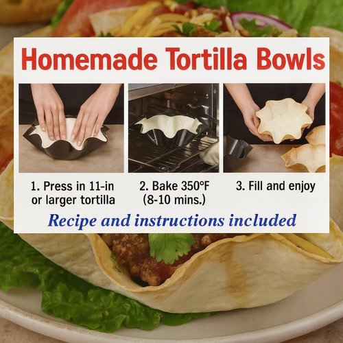 HIC Kitchen Non-Stick Tortilla Bowl Makers - PFOA Free Carbon Steel | Set of 2, 8.5 x 2.5 Inches