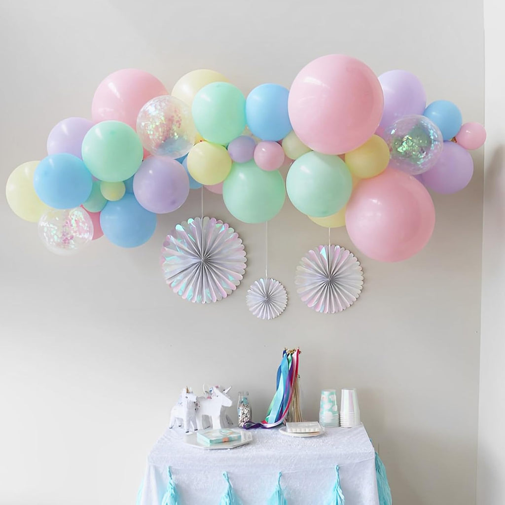 Voircoloria 110pcs Pastel Balloons - 12 Inch Macaron Latex for Weddings, Birthdays & Celebrations
