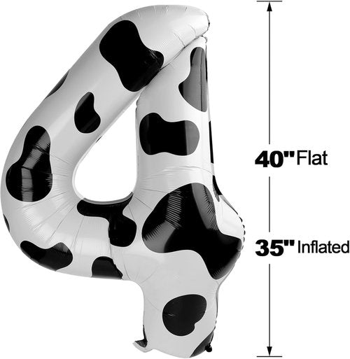 Cow Print Number 4 Balloon - 40 Inch Birthday Party Decoration | Fun Cow-Themed Party Favor