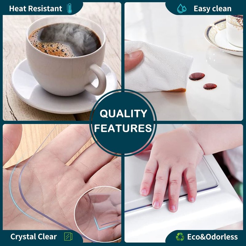 Wadrac Clear Table Protector Plastic Table Cloths PVC Night Stand Table Cover Mat Office Desk Mat Shelf Surface Protection Crystal Children Painting Cover Pad Transprent Rectangular 39.4x83 inch