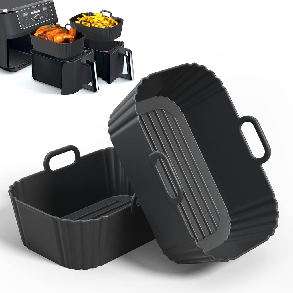 Silicone Air Fryer Liners - Reusable 2-Pack for Ninja Foodi, COSORI & Instant Air Fryers | Fits 8-10QT Baskets