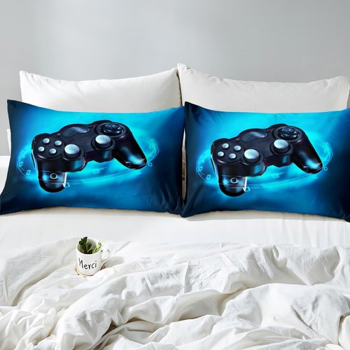 Feelyou Games Comforter Cover King,Gamepad Bedding Set for Boys,Kids Video Games Bedding Set Modern Gamer Console Action Buttons Fashion Teens Bedroom Decor 3 Pcs Ultra Soft Microfiber Zipper Ties