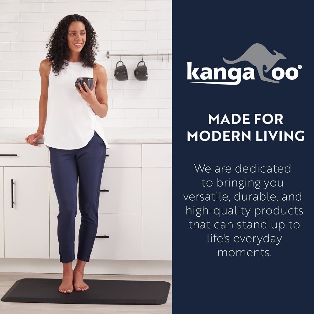 KANGAROO Anti Fatigue Mats for Kitchen Floor, 58x20, Reduce Foot, Knee, Back Pressure, 3/4 Inch Thick Cushioned Ergonomic Mat, Waterproof Comfort Rug for Under Sink, Standing Desk, Stores, HunterGreen