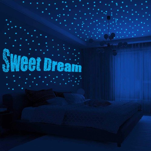 1230 PCS Glow in The Dark Stars Wall Stickers, 3D Adhesive Dots Decor Starry Sky Decor for Kids Bedroom, Beautiful Wall Decals (Blue)