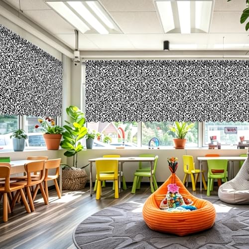 6-Piece Composition Notebook Curtains, Black and White Classroom Valances