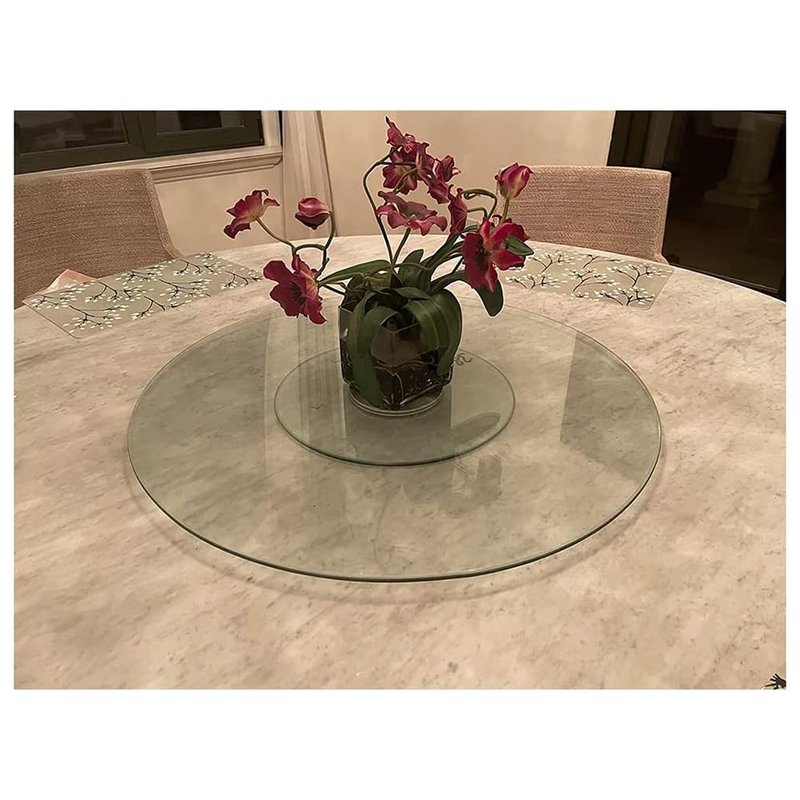 20" Glass Lazy Susan Turntable for Dining Table Large Tabletop Centerpiece Kitchen Rotating Tray Clear Serving Plate Round