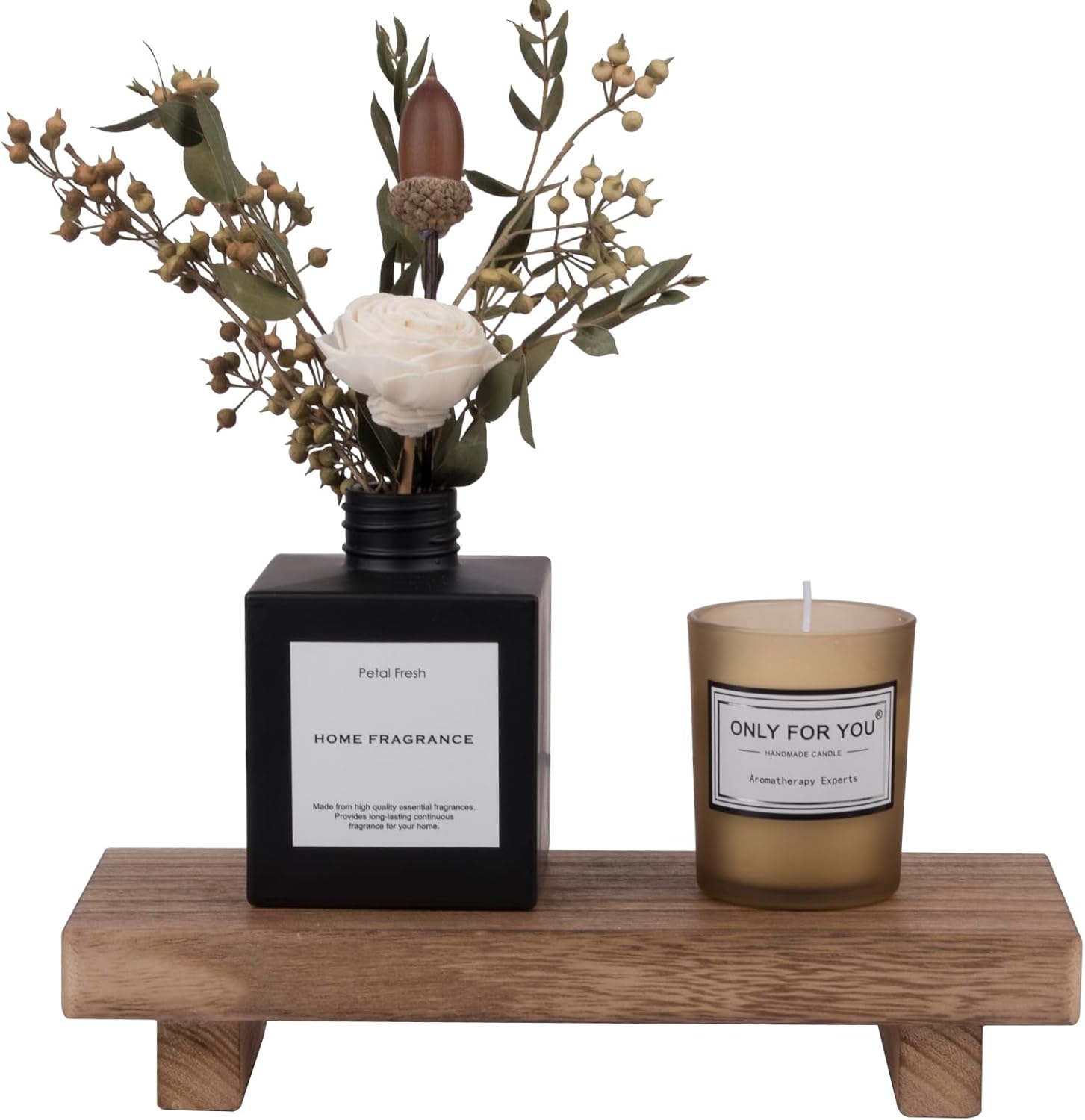 Zoocatia Small Wooden Tray Stand - Farmhouse Bathroom Decor & Kitchen Soap Dish Holder - Brown