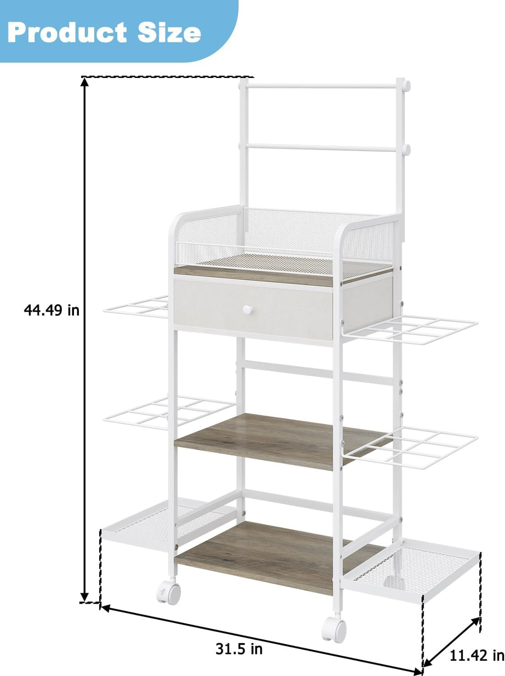 Rsaayekkt Wrapping Paper Storage Cart - Rolling Gift Wrap Station with Fabric Drawer & Ribbon Holder