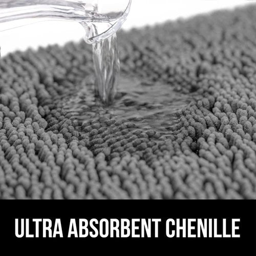 GORILLA GRIP Chenille Bath Rug Set - Gray Bath Rug (24x17) & Toilet Lid Cover (17.5x15) - Machine Washable