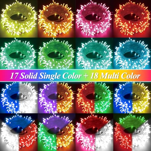 LitHome Color Changing Connectable LED Christmas String Lights 66Ft, 200 LEDs, Clear Wire