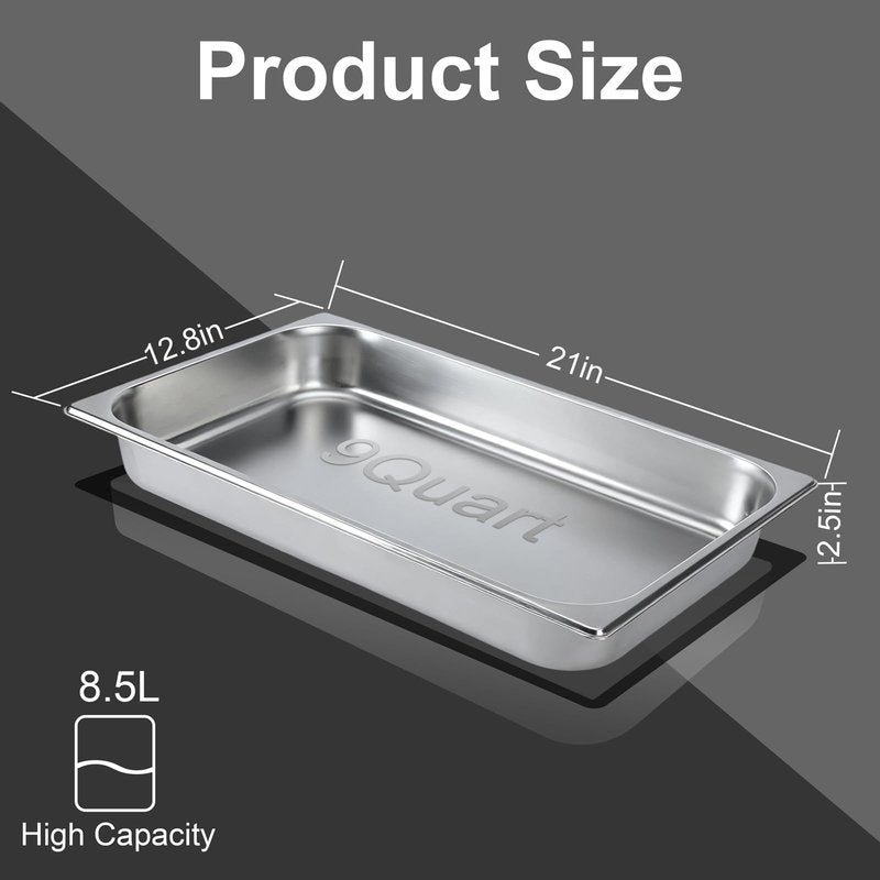 VOISEN Hotel Pans with Lids 2 Pack 1/1 Size 2.5" Deep, 1.2mm Thick Steam Table Pans Full Size, Commercial Food Pan for Catering Buffet Chafing Dish Pan,20.87"x12.8"x2.5"