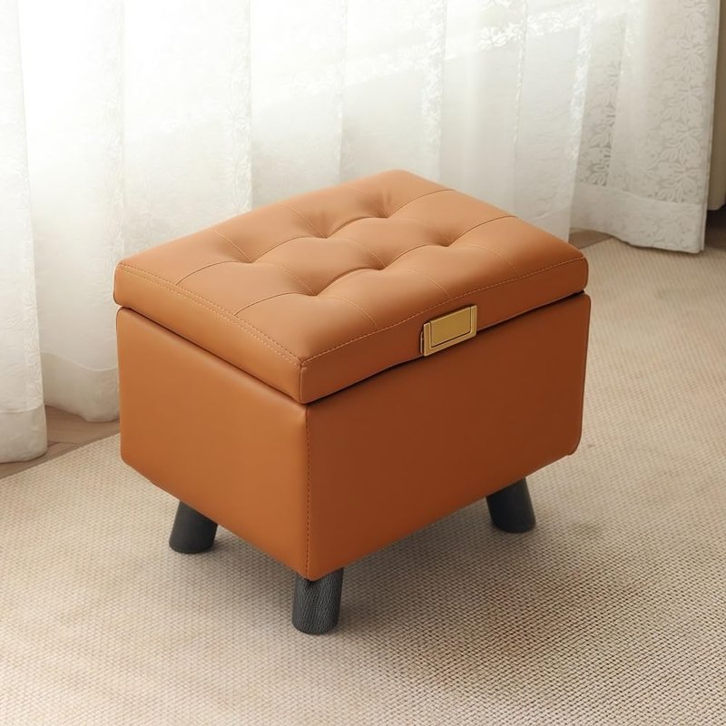 PTSZNGS Square Ottoman with Storage, Padded Shoe Bench with Lift Off Lid, Bedroom Footstool with Thick Wooden Legs for Living Room, Bedroom, Entryway(Gray)