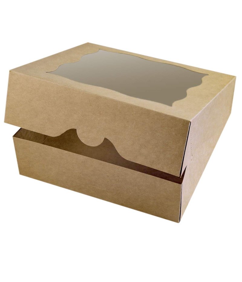 CHERRY 25-PACK 10"x10"x3"Brown Bakery Boxes with PVC Window for Pie and Cookies Boxes Large Natural Kraft Paper Box 10x10x3inch