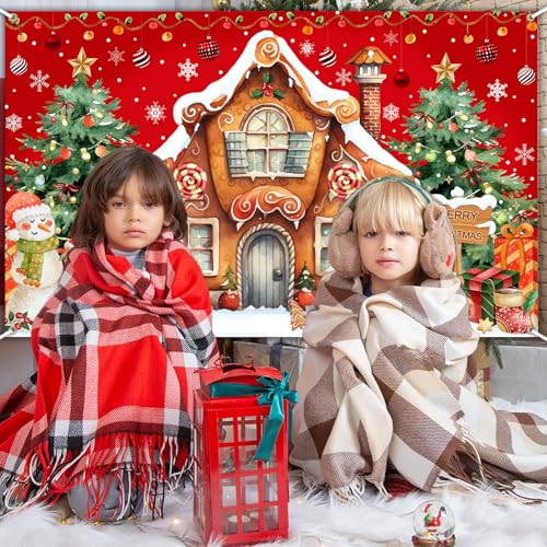 Avezano 6x3.6ft Gingerbread House Backdrop Banner – Christmas Photo Backdrop