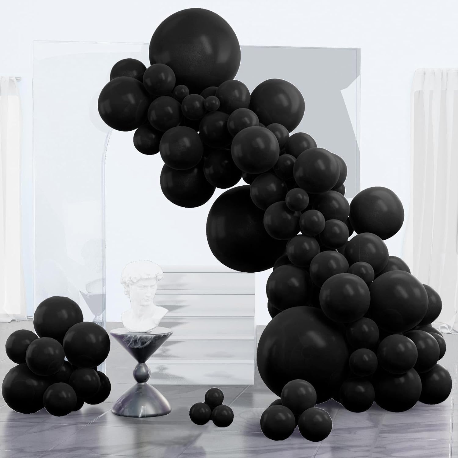 PartyWoo Black Balloons - 123-Piece Arch Kit with 5 to 18-Inch Sizes for Baby Showers, Birthdays & More