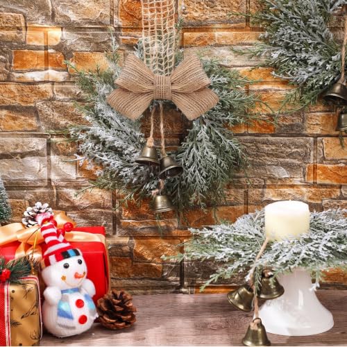 Civaner 12 Pcs 10-Inch Mini Christmas Wreaths with Bells & Ribbons - Holiday Decor