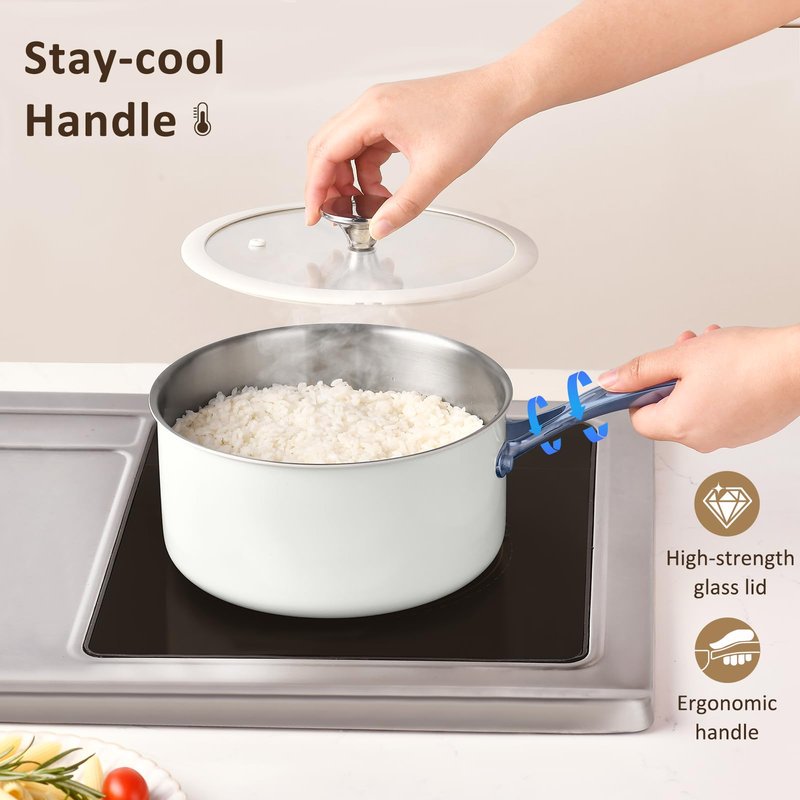 Tri-Ply Stainless Steel Sauce Pan Set with Lids 6PC, 1.5QT & 2.5QT & 3QT, Induction, PFOA Free, Dishwasher Safe,Sauce Pot, Cooking Pot, Tri-Ply Full Body