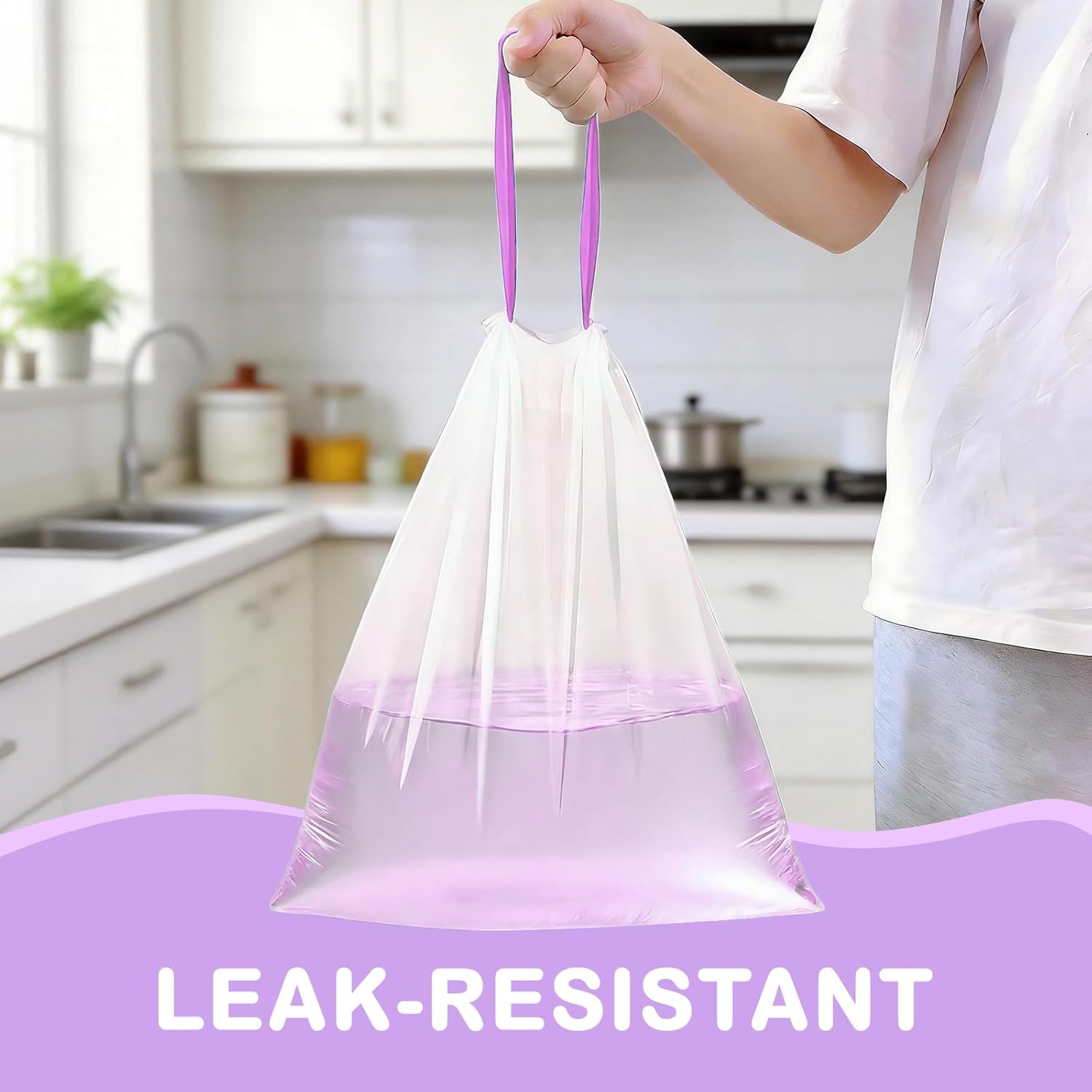 Skiennix Lavender Scented Trash Bags - 4 Gallon Odor Resistant Drawstring | 100 Count