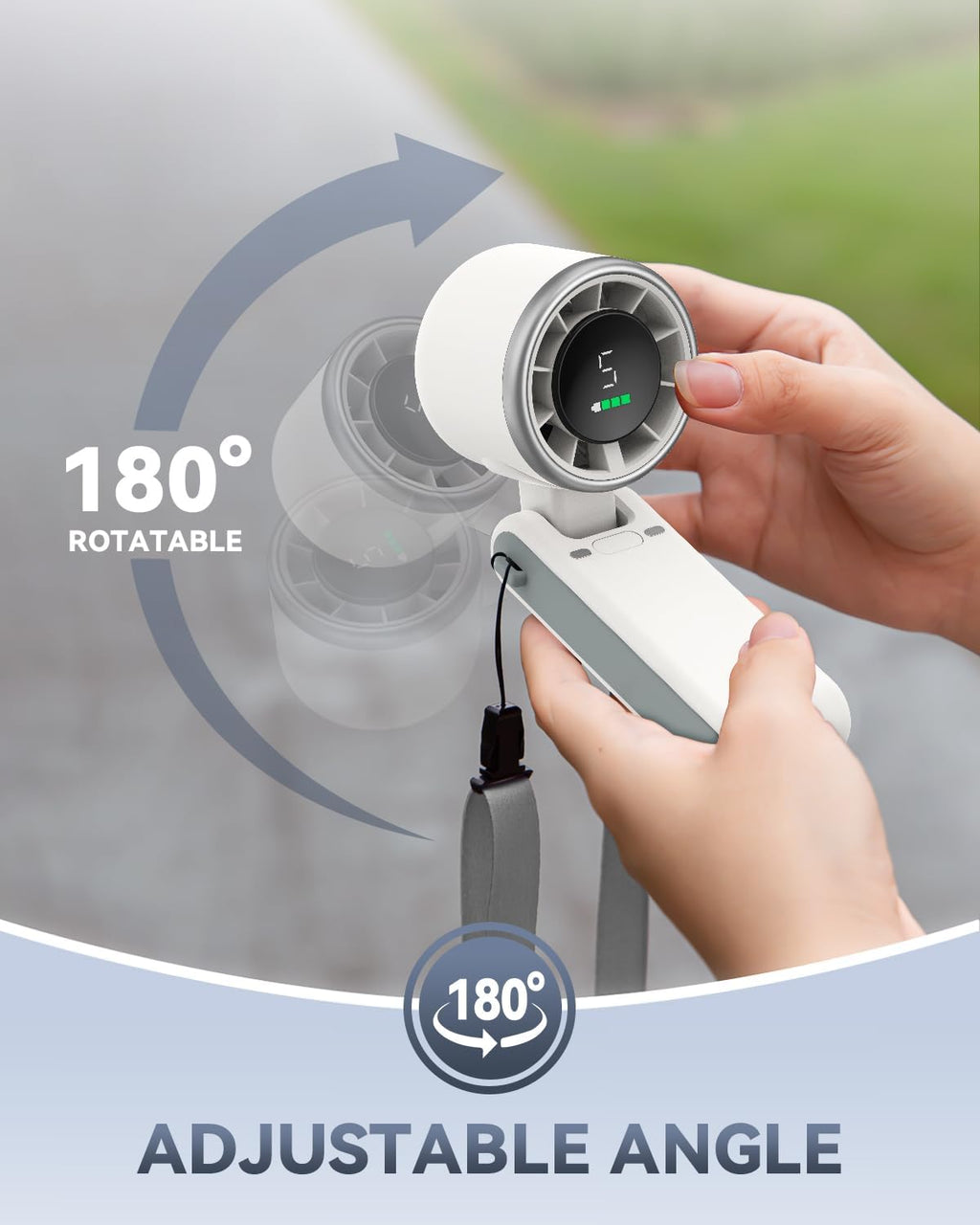 PlayHot Portable Handheld Turbo Fan - 5-Speed Battery Operated Cooling Fan for Outdoor Use | White