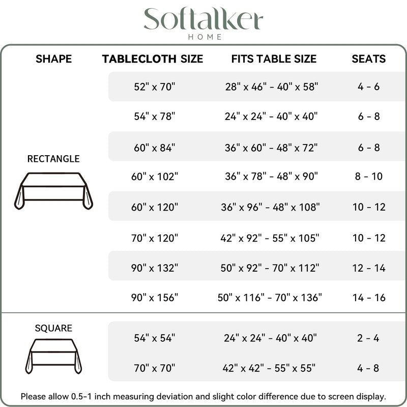 Softalker 60x102 Rectangle Tablecloth, Waterproof & Stain Resistant Table Cloths Wrinkle Free Fabric Washable Polyester Table Cover for Dining/Party/Outdoor/Wedding - Black