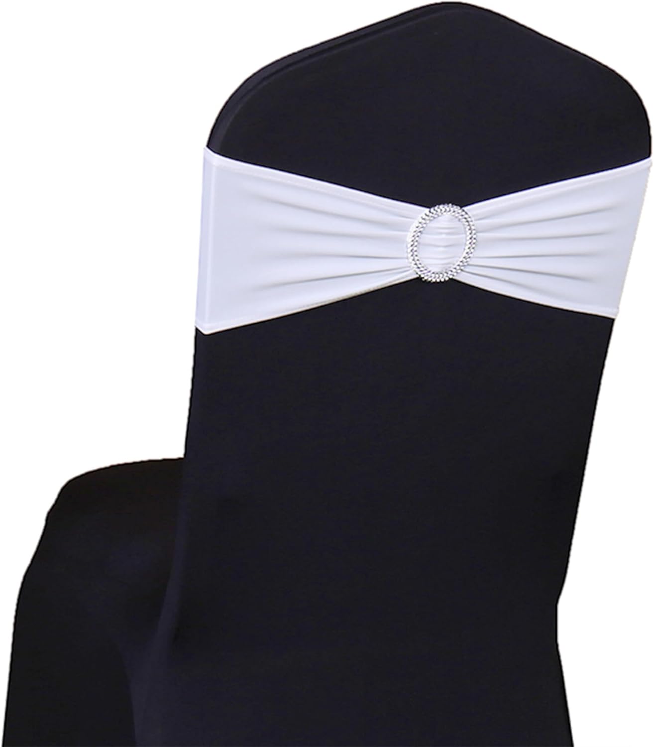 Skiennix Spandex White Chair Sashes - 50-Pack Stretch Chair Bows for Weddings & Events