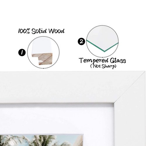 Golden State Art, Set of 3, 9x18 White Wood Frame - White Mat for Three 5x7 Pictures - Sawtooth Hangers- Swivel Tabs - Wall Mounting - Landscape/Portrait - Real Glass - Collage Frame