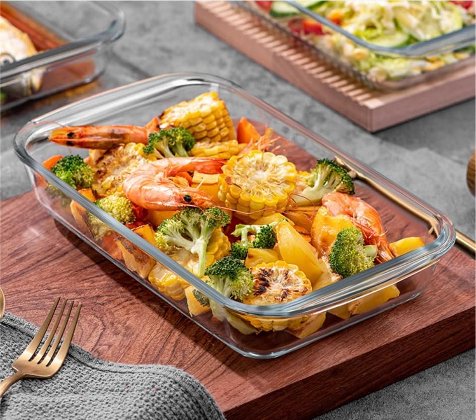 Regine Switzerland 1.7 Quart Deep Glass Baking Dish - Versatile Rectangular Bakeware for Lasagna & Leftovers