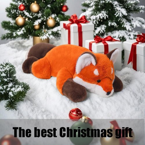 Labauxite Cute Fox Plush Pillow, Kawaii Plushies Red Fox Stuffed Animals, Cuddle Foxes Plush Pillow for Kids & Girls (17.7in)
