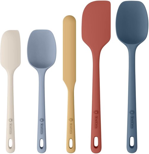 ChefAide Silicone Spatula Set - 5 Pieces, Heat Resistant Up to 600°F, Ergonomic Grip for Nonstick Cookware