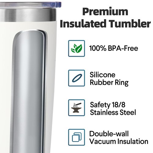 Volhoply 20oz Stainless Steel Tumbler with Lid and Straw Bulk 8 Pack,Double Wall Insulated Travel Iced Coffee Mug Fits Cup holder,Powder Coated Cups for Hot/Cold Drinks,Gifts for Women（White,8 Set）