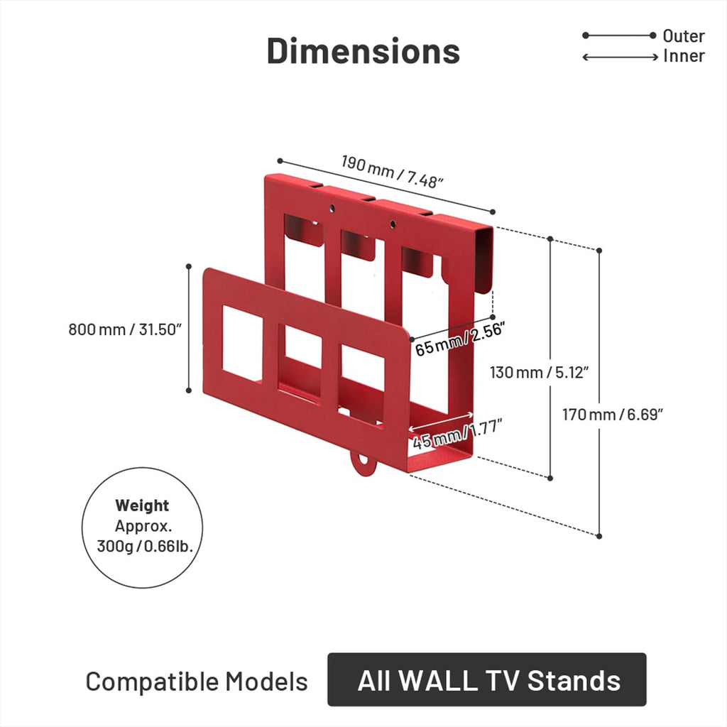 WALL HDD Hard Disk Drive, Streaming Device, Router, Modem Holder for All WALL TV Stand Models