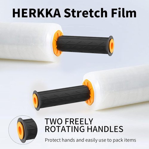 HERKKA Stretch Film - Industrial Strength Moving Wrap with Handles | 15" x 1000 Feet, 3 Pack, 60 Gauge