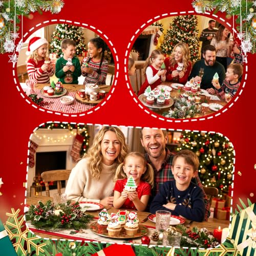 60pcs Christmas Cupcake Toppers for Holiday Baking Decorations