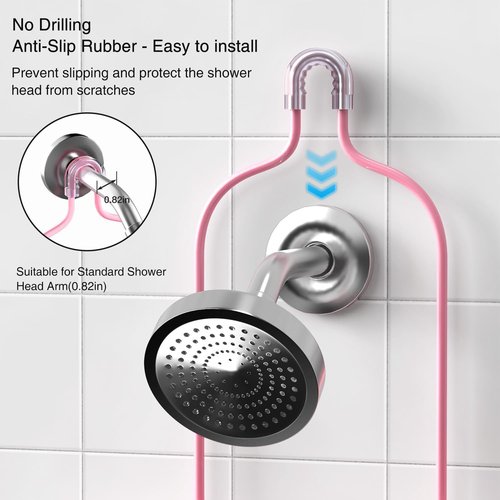 DAOYA Hanging Shower Caddy - Anti-Swing Organizer with 2 Soap Holders & Multi Hooks | Rustproof Pink Bathroom Accessory
