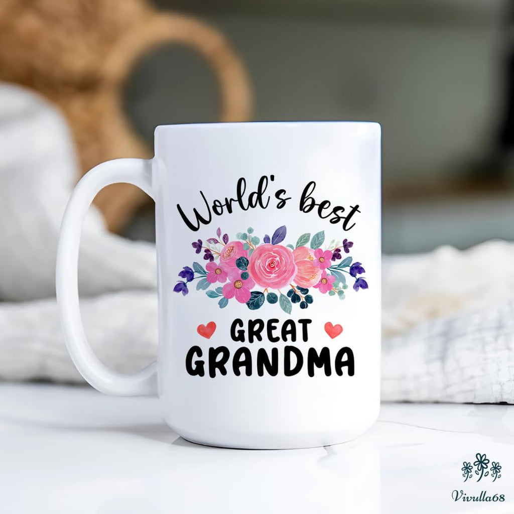 Worlds Best Great Grandma Mug - ideas Great Grandma Presents, Gifts for Great Grandma from Grandkids, Grandson - Christmas, Mother's Day, Birthday Gifts for Great Grandmother, Great Grandma Cup