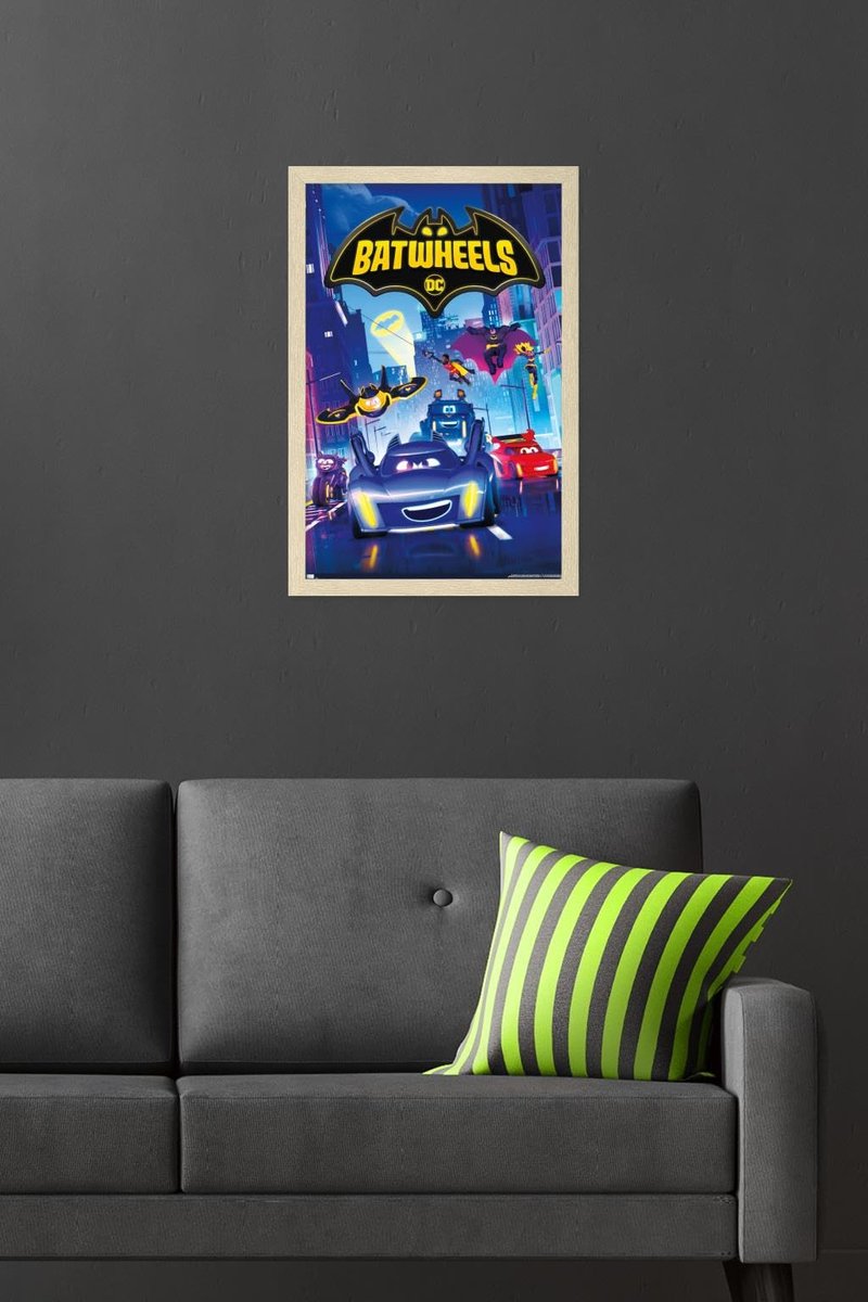 DC Comics TV Batwheels - Key Art Wall Poster, 22.4L" x 14.7W", Blonde Framed Version
