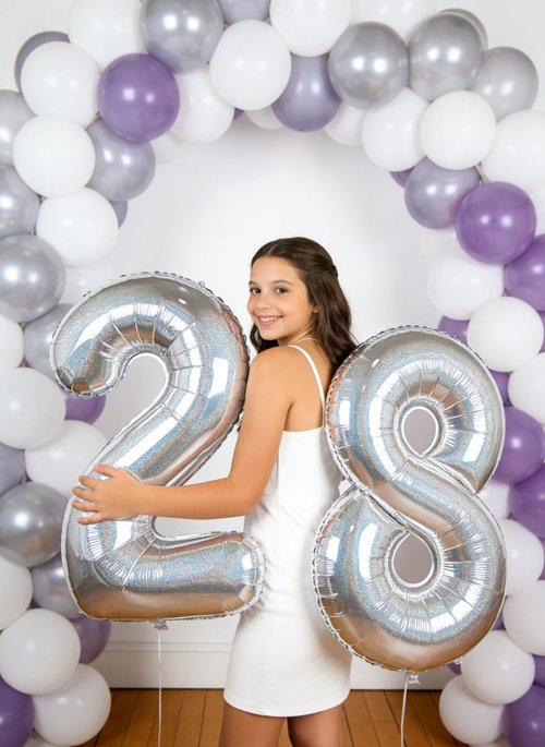 Laser Silver 5 Balloon | 40-Inch Number 5 Birthday Decoration | Stunning Party Supplies