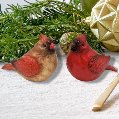 Comfy Hour Red Cardinal Salt and Pepper Shakers - Artisan Crafted Stoneware Kitchen Decor | 2-Count