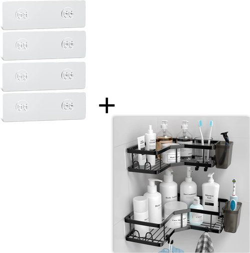 AKTECKE Shower Caddy - Adhesive Strip Replacement Pack of 4 for Easy Organization