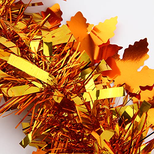 33FT Maple Leaf Tinsel Garland - Gold & Copper Metallic Fall Decor