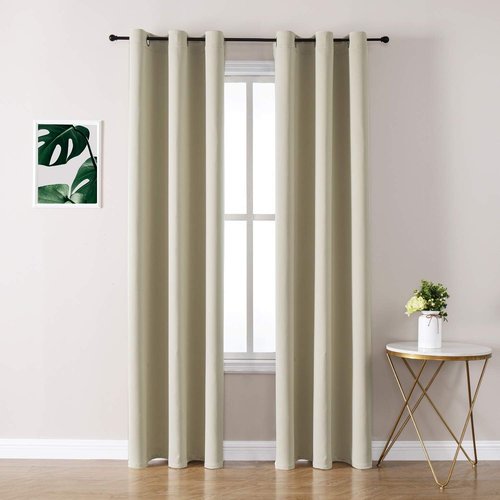 ChrisDowa Grommet Blackout Curtains - Thermal Insulated Room Darkening Panels, Beige, 42"W x 84"L