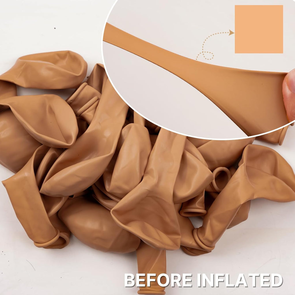 PartyWoo Nude Balloons - 100-Piece Pack in Various Sizes for Boho-Themed Parties | Beige & Apricot