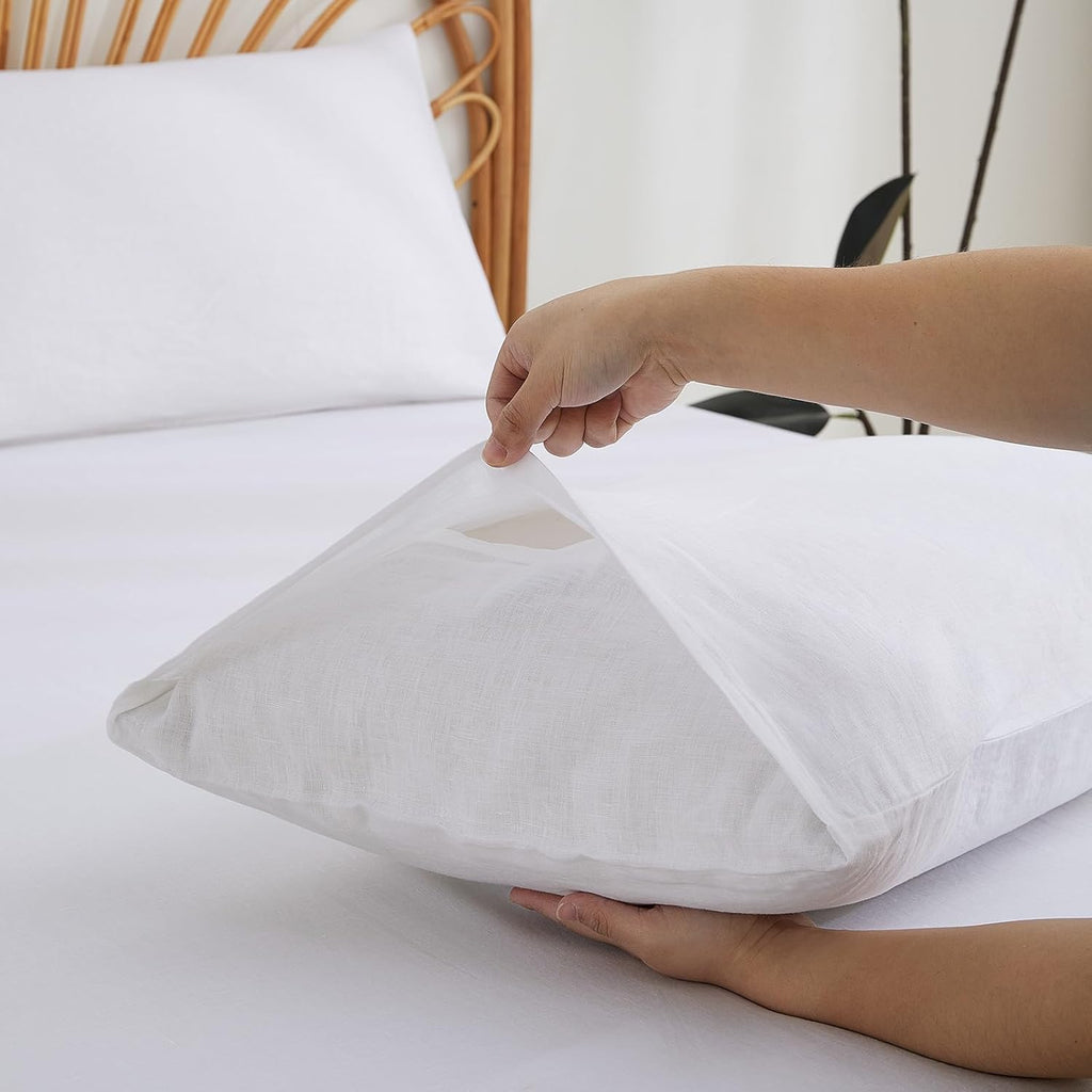 Skiennix 100% French Linen Pillowcase Set - Breathable Soft Linen Covers for Luxury Home Use | Gift for Mom